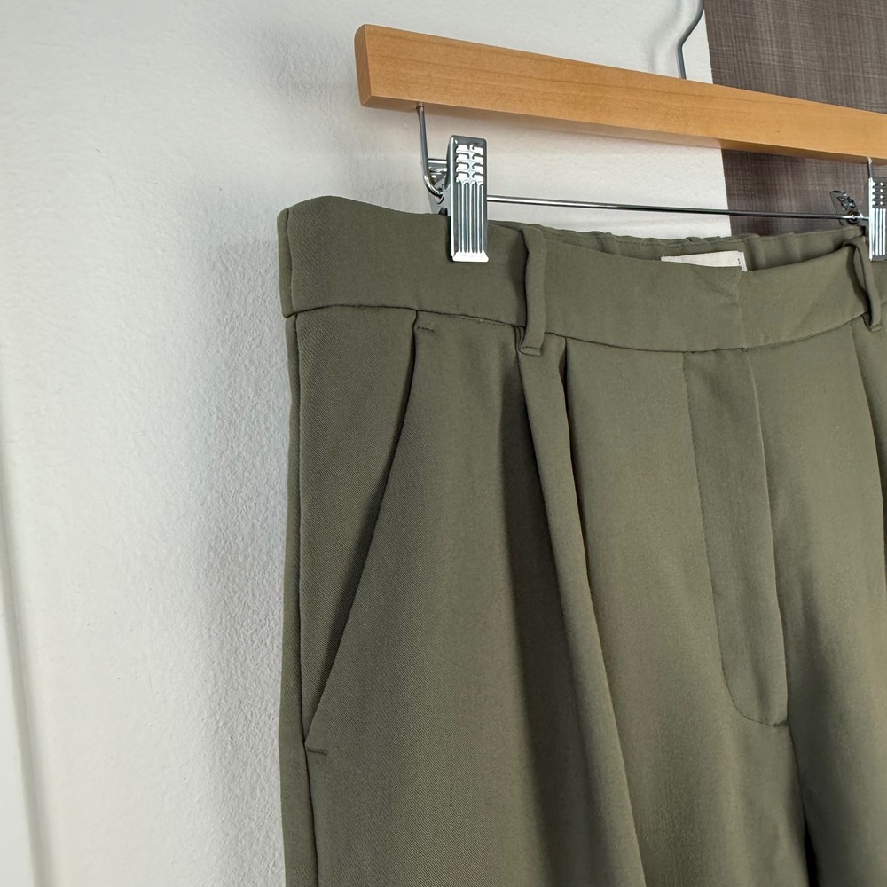 Abercrombie & Fitch Olive Green Sloane Tailored Wide Leg Trouser Pants Long - Picture 5 of 12